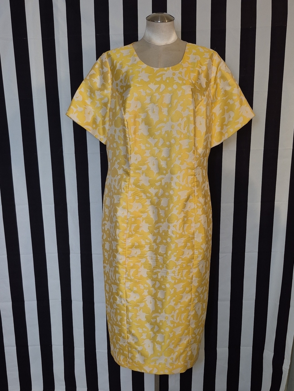 Ashro Yellow and White Floral Dress And Matchin Jacket